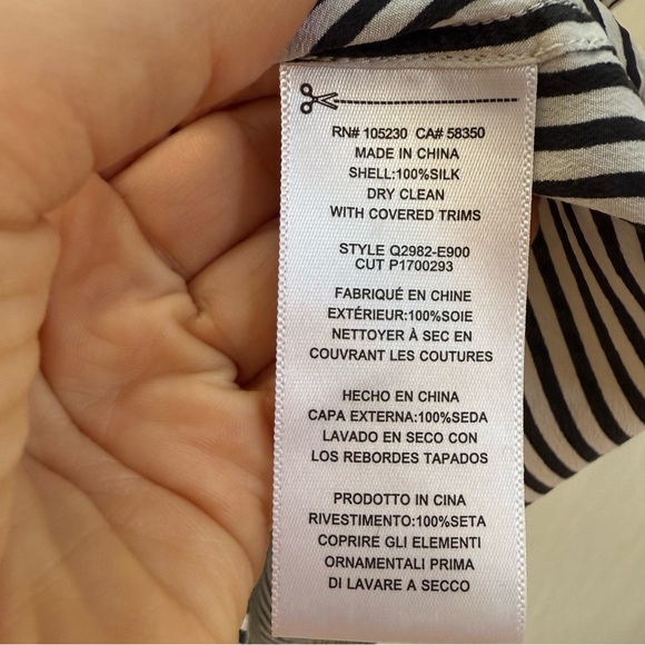 EQUIPMENT FEMME Essential Silk Shirt Bright White/True Black Striped  Size XS - Picture 12 of 12